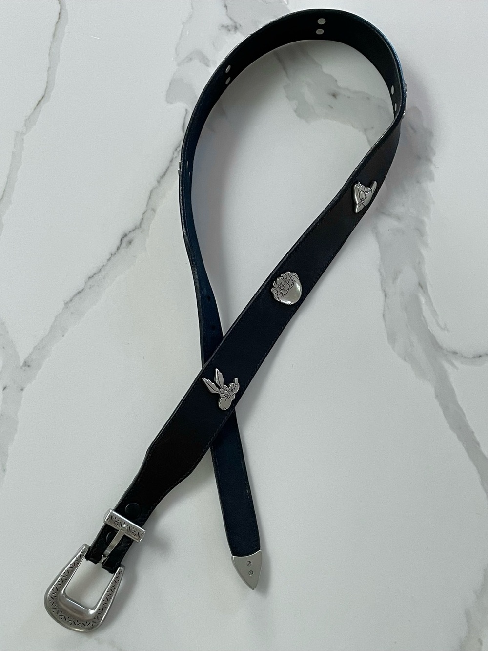 Vintage 1992 Warner Bros. Looney Tunes Black Leather Belt, Size Small/28
